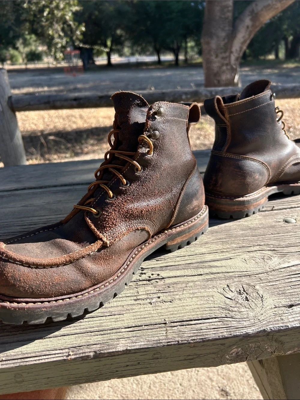 Truman Boots Moc Toe in Java Waxed Flesh